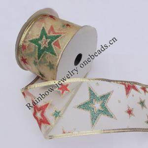 Christmas Ribbon Jewelry Printing Satin Ribbon, 60mm Length:10 yards, Sold by PC