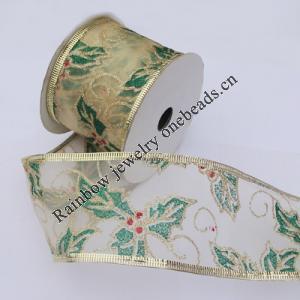 Ribbon Jewelry Printing Satin Ribbon(Christmas), 38mm Length:10 yards, Sold by PC