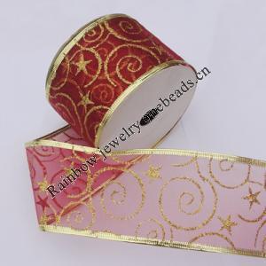 Ribbon Jewelry Printing Satin Ribbon(Christmas), 25mm Length:10 yards, Sold by PC