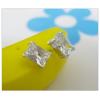 Sterling Silver Earrings platina plating with Zircon, 7.87x5.42mm, Sold by PC