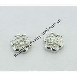 Sterling Silver Earrings platina plating with Zircon, 6x6mm, Sold by PC