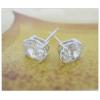 Sterling Silver Earrings platina plating with Zircon, 7x5.6mm, Sold by PC