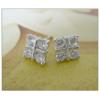Sterling Silver Earrings platina plating with Zircon, 8x8mm, Sold by PC