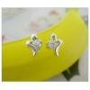 Sterling Silver Earrings platina plating with Zircon, 8x5.39mm, Sold by PC