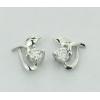 Sterling Silver Earrings platina plating with Zircon, 11x9mm, Sold by PC