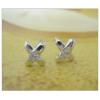 Sterling Silver Earrings platina plating with Zircon, 7.25x6.11mm, Sold by PC