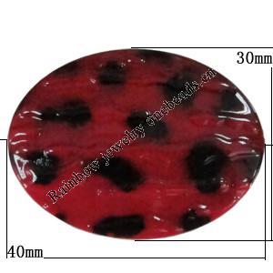 Imitate Animal skins Acrylic Beads, Painted Spray-paint, Flat Oval 40x30mm Hole:2mm, Sold by Bag