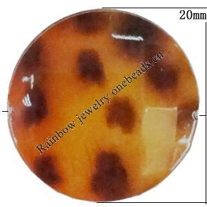 Imitate Animal skins Acrylic Beads, Painted Spray-paint, Faceted Flat Round 20mm Hole:1mm, Sold by Bag