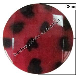 Imitate Animal skins Acrylic Beads, Painted Spray-paint, Faceted Flat Round 28mm Hole:1.5mm, Sold by Bag