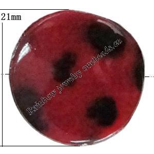 Imitate Animal skins Acrylic Beads, Painted Spray-paint, Flat Round 21mm Hole:1mm, Sold by Bag