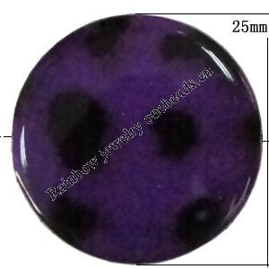 Imitate Animal skins Acrylic Beads, Painted Spray-paint, Flat Round 25mm Hole:1mm, Sold by Bag