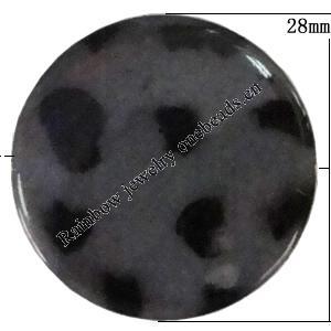 Imitate Animal skins Acrylic Beads, Painted Spray-paint, Flat Round 28mm Hole:1mm, Sold by Bag