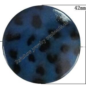 Imitate Animal skins Acrylic Beads, Painted Spray-paint, Flat Round 42mm Hole:1mm, Sold by Bag