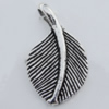 Pendant Zinc Alloy Jewelry Findings Lead-free, Leaf 17x18mm Hole:3mm, Sold by Bag
