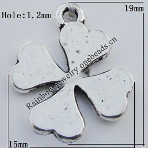 Pendant Zinc Alloy Jewelry Findings Lead-free, Flower 15x19mm Hole:1.2mm, Sold by Bag