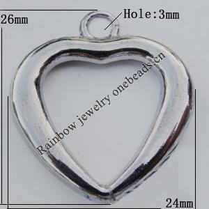 Pendant Zinc Alloy Jewelry Findings Lead-free, 24x26mm Hole:3mm, Sold by Bag