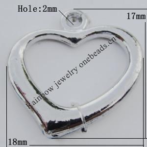 Pendant Zinc Alloy Jewelry Findings Lead-free, 17x18mm Hole:2mm, Sold by Bag