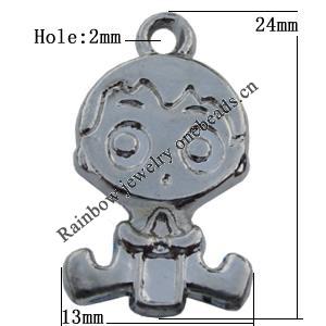 Pendant Zinc Alloy Jewelry Findings Lead-free, Boy 13x24mm Hole:2mm, Sold by Bag