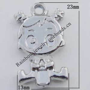 Pendant Zinc Alloy Jewelry Findings Lead-free, Girl 13x23mm Hole:2mm, Sold by Bag