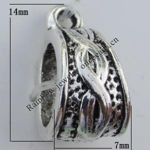 Pendant Zinc Alloy Jewelry Findings Lead-free, 7x14mm Hole:5mm,1.2mm, Sold by KG