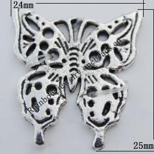 Connector Zinc Alloy Jewelry Findings Lead-free, Butterfly 24x25mm Hole:1mm, Sold by Bag