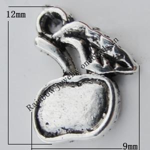 Pendant Zinc Alloy Jewelry Findings Lead-free, Apple 12x9mm Hole:1mm, Sold by Bag