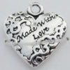 Pendant Zinc Alloy Jewelry Findings Lead-free, Heart 18x20mm Hole:2mm, Sold by Bag
