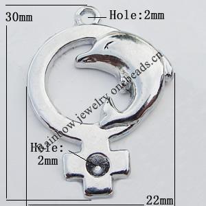 Pendant Zinc Alloy Jewelry Findings Lead-free, 22x30mm Hole:2mm, Sold by Bag