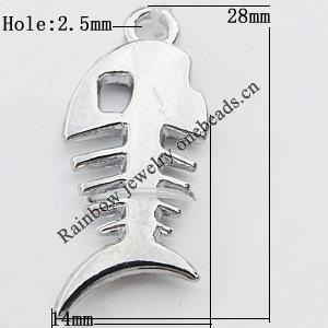 Pendant Zinc Alloy Jewelry Findings Lead-free, 28x14mm Hole:2.5mm, Sold by Bag