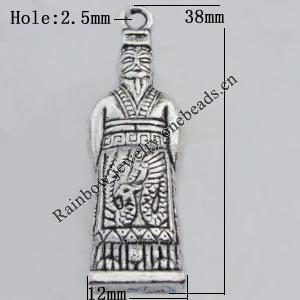Pendant Zinc Alloy Jewelry Findings Lead-free, 12x38mm Hole:2.5mm, Sold by Bag