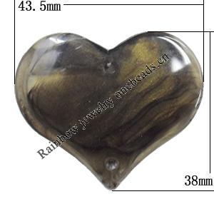 Dichroic Solid Acrylic Conneutors, Heart 43.5x38mm, Sold by Bag