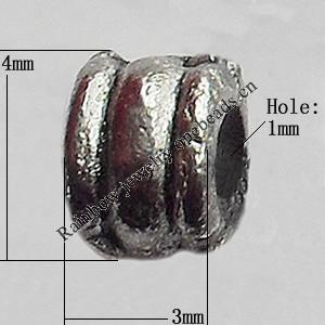 Bead Zinc Alloy Jewelry Findings Lead-free, 3x4mm Hole:2mm, Sold by Bag