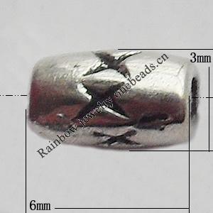 Bead Zinc Alloy Jewelry Findings Lead-free, 3x6mm Hole:1mm, Sold by Bag