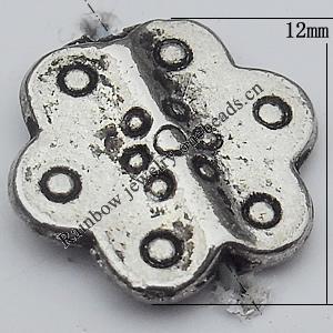 Bead Zinc Alloy Jewelry Findings Lead-free, Flower 12mm Hole:1mm, Sold by Bag