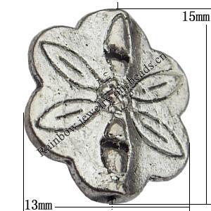 Bead Zinc Alloy Jewelry Findings Lead-free, Flat Flower 13x15mm Hole:1mm, Sold by Bag