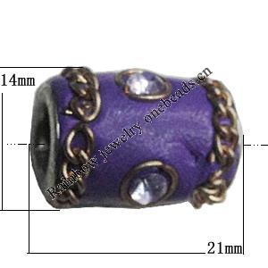 Indonesia Beads Handmade, Column  21x14mm, Hole:Approx 7mm, Sold by PC