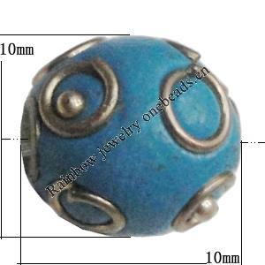 Indonesia Beads Handmade, Round 10x10mm, Hole:Approx 2mm, Sold by PC