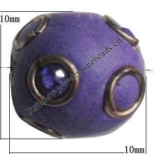 Indonesia Beads Handmade, Round 10x10mm, Hole:Approx 2mm, Sold by PC