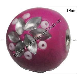 Indonesia Beads Handmade, Round 18x18mm, Hole:Approx 3.5mm, Sold by PC