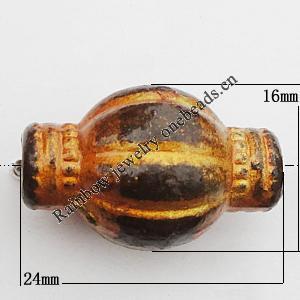 Imitation Wood Acrylic Beads, Lantern 24x16mm Hole:4.5mm, Sold by Bag 