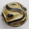 Imitation Wood Acrylic Beads, Fluted Round 21x21mm Hole:3mm, Sold by Bag 