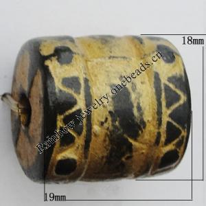 Imitation Wood Acrylic Beads, Column 19x18mm Hole:3.5mm, Sold by Bag 