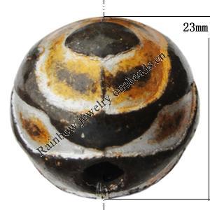 Imitation Wood Acrylic Beads, Round 23mm Hole:4.5mm, Sold by Bag 