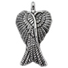 Pendant Zinc Alloy Jewelry Findings Lead-free, Wing 30x16mm Hole:2mm, Sold by Bag