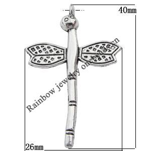 Pendant Zinc Alloy Jewelry Findings Lead-free, 40x26mm Hole:1.5mm, Sold by Bag