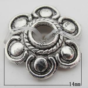 Bead Caps Zinc Alloy Jewelry Findings Lead-free, 14x14mm, Hole:3.5mm, Sold by Bag