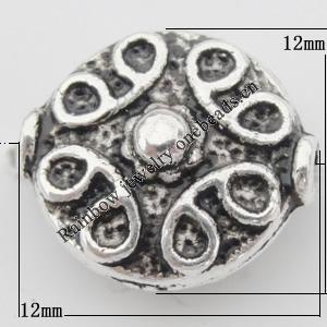 Bead Zinc Alloy Jewelry Findings Lead-free, 12x12mm, Hole:1mm, Sold by Bag