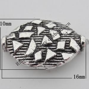 Bead Zinc Alloy Jewelry Findings Lead-free, 16x10mm, Hole:1mm, Sold by Bag