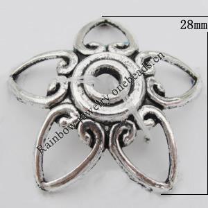 Bead Caps Zinc Alloy Jewelry Findings Lead-free, 28mm, Hole:3mm, Sold by Bag