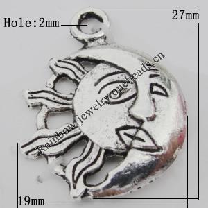 Pendant Zinc Alloy Jewelry Findings Lead-free, 19x27mm Hole:2mm, Sold by Bag